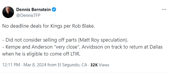 2024-03-08 12_47_00-(20) Dennis Bernstein on X_ _No deadline deals for Kings per Rob Blake. - ...png