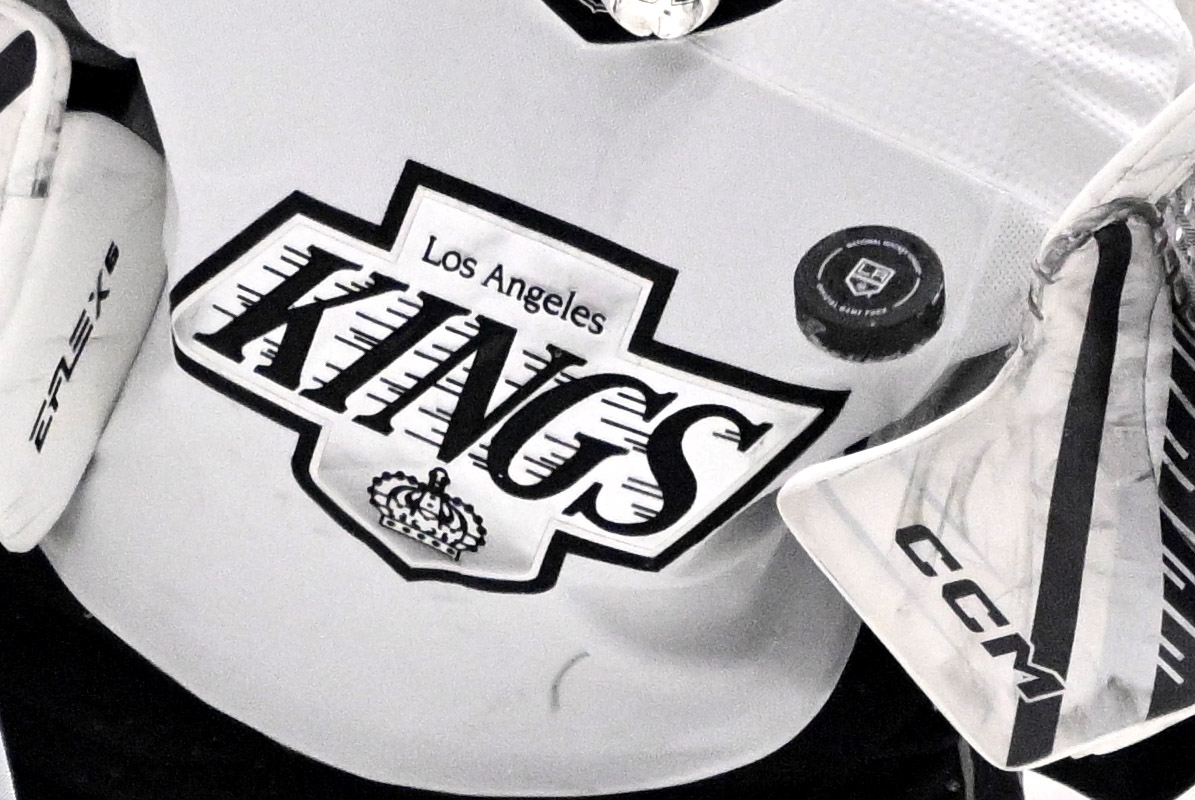 Goalie David Rittich #31 of the Los Angeles Kings blocks...