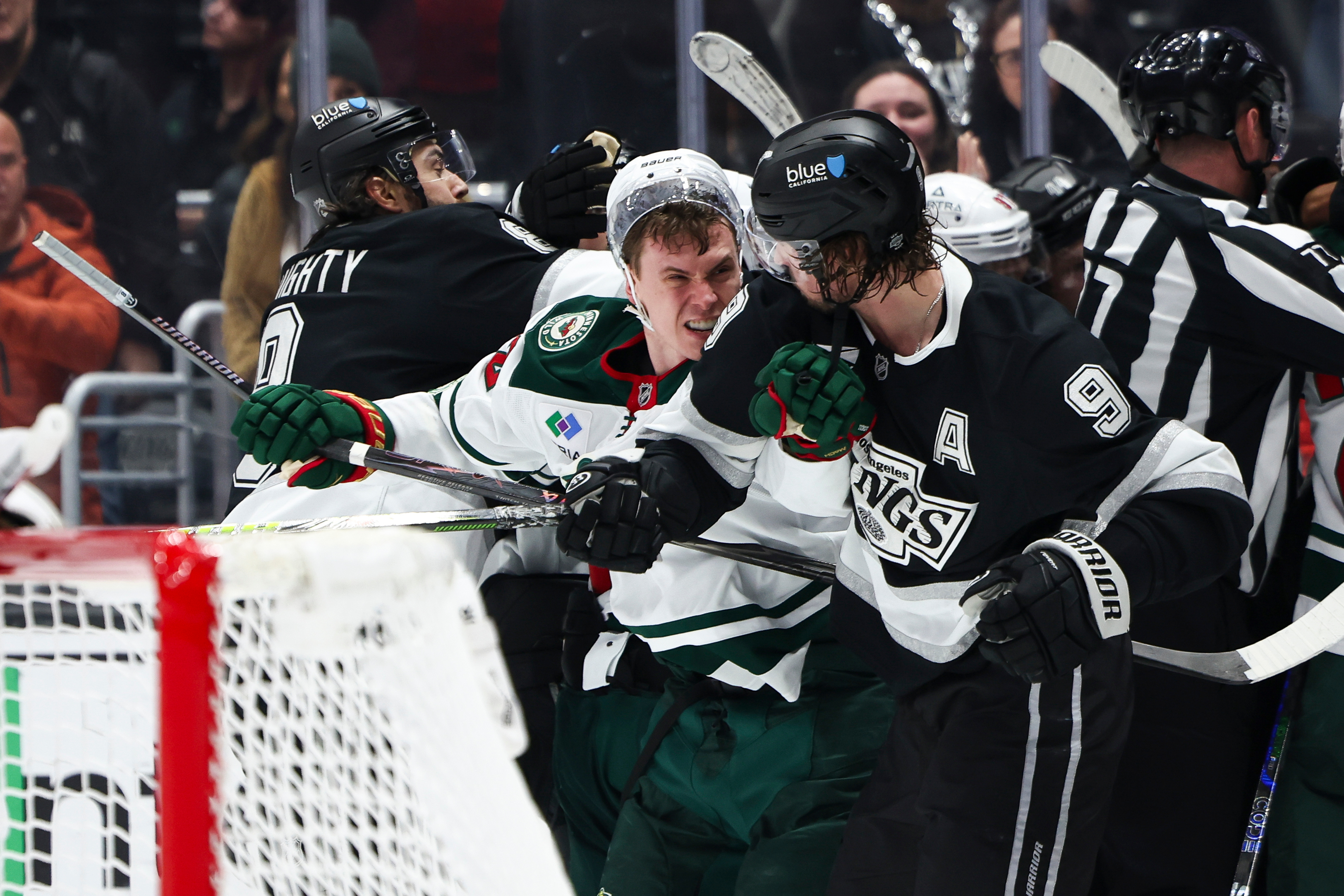 Minnesota Wild right wing Danila Yurov, front right, and Kings...